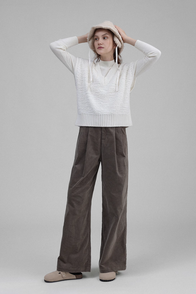 Oversized Wool Bouncle Sweater Vest - Fibflx