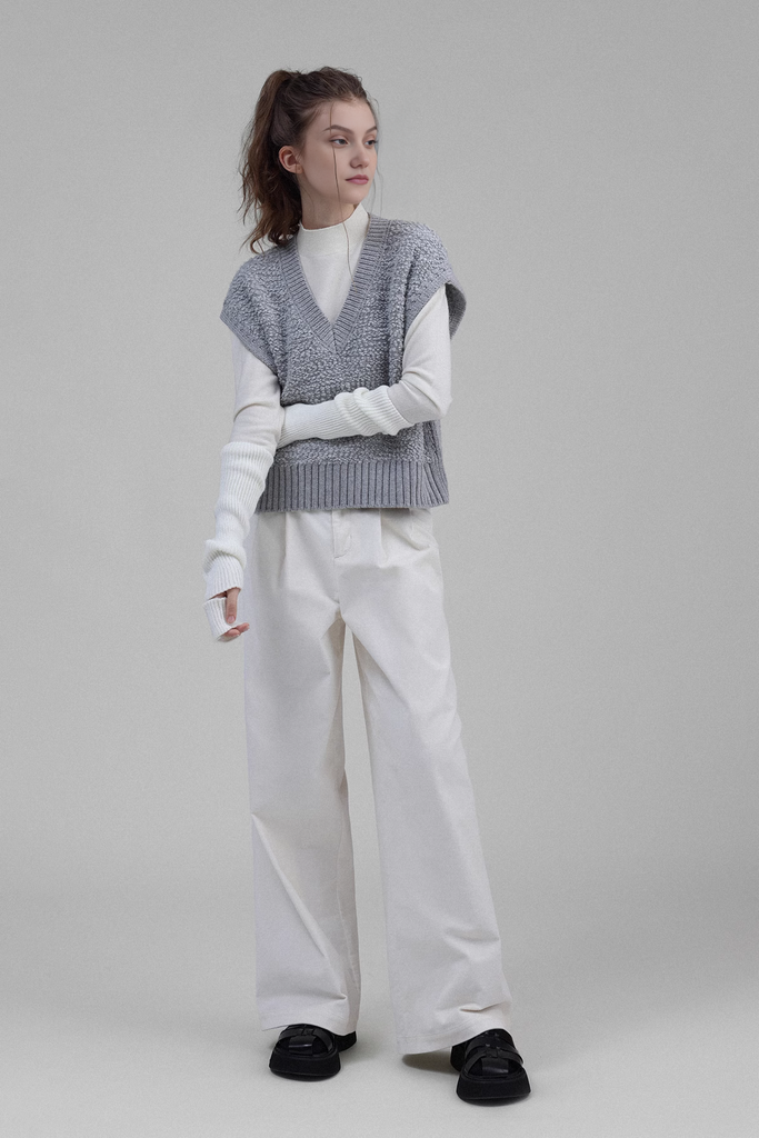Oversized Wool Bouncle Sweater Vest - Fibflx