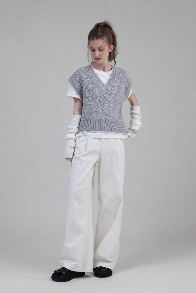 Oversized Wool Bouncle Sweater Vest - Fibflx