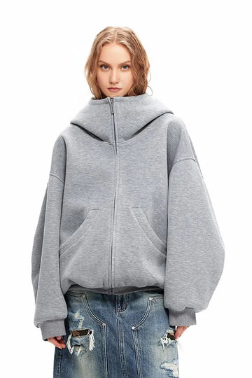 Fibflx Women's Oversized Zip Up Hoodie with Baggy Sleeve