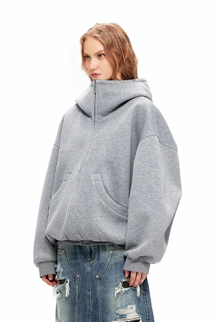 Fibflx Women's Oversized Zip Up Hoodie | Available in Black & Grey