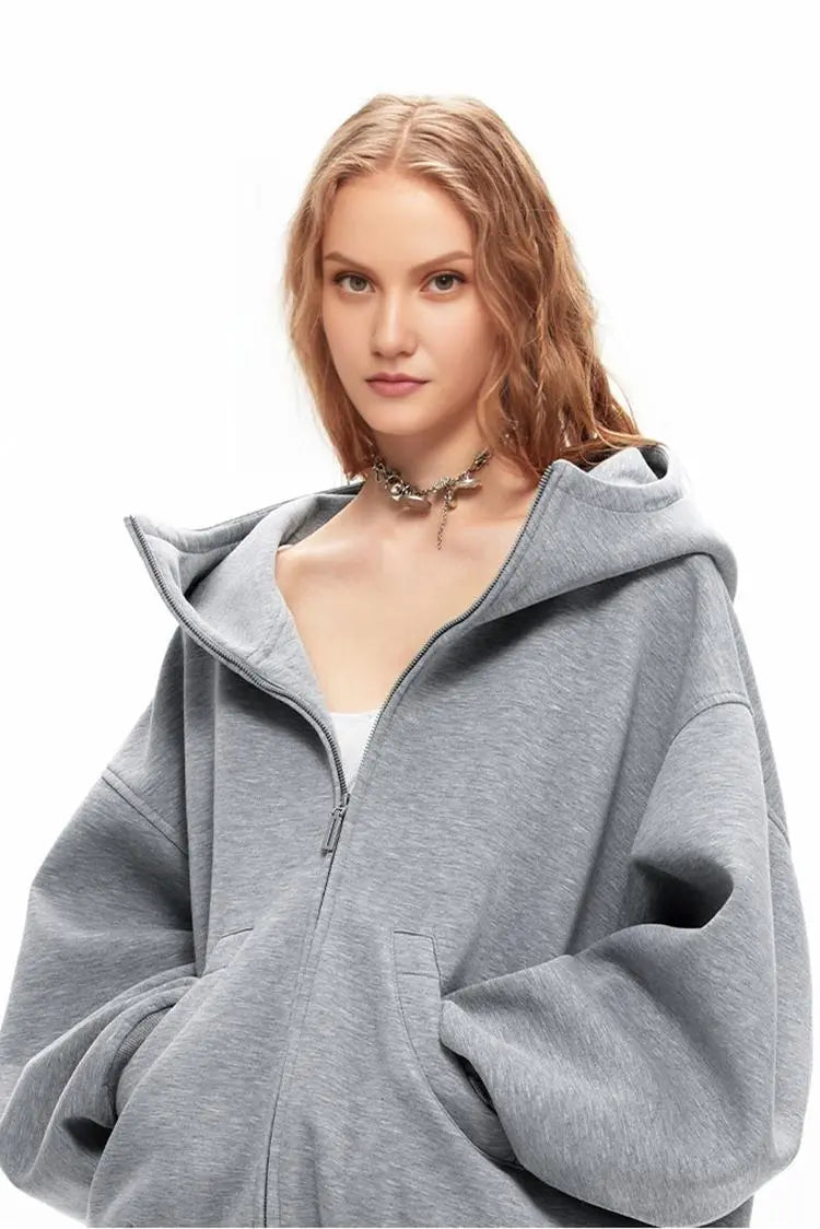 Fibflx Women's Oversized Zip Up Hoodie | Available in Black & Grey