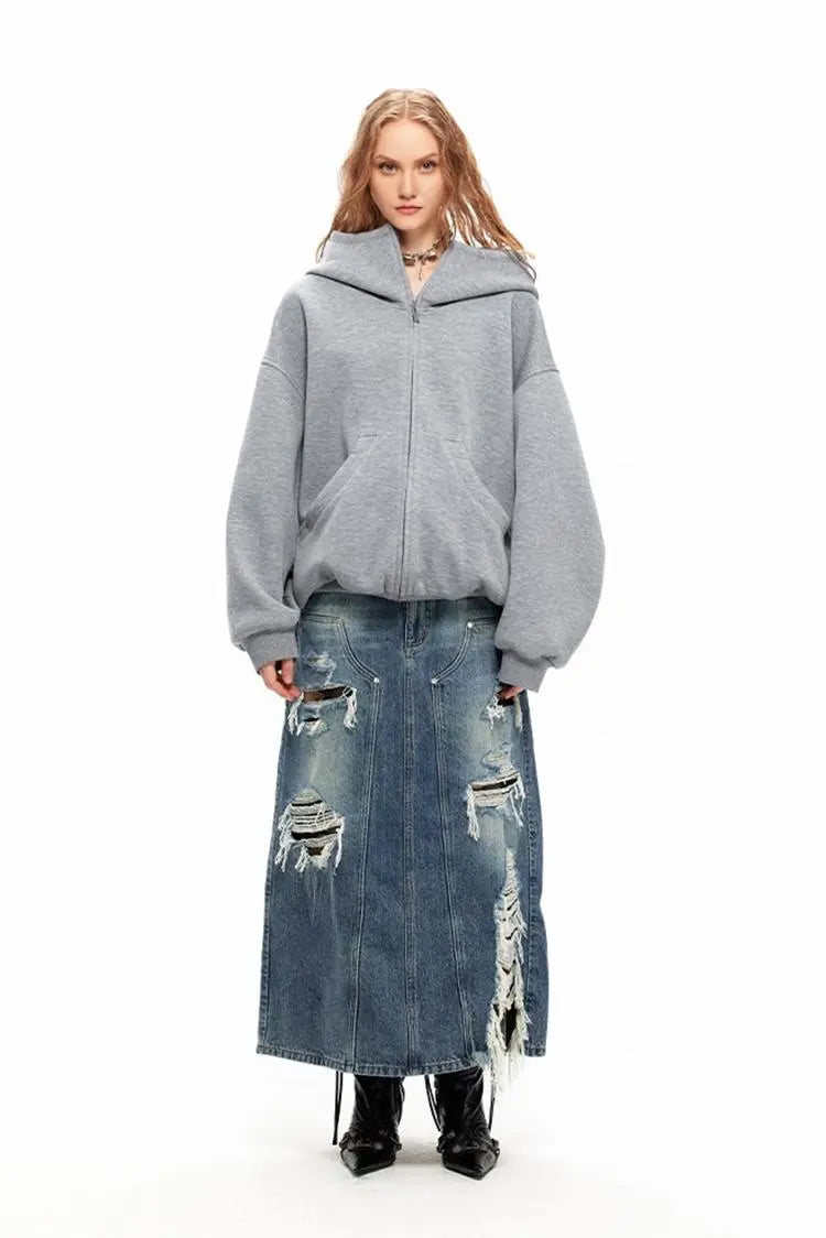 Fibflx Women's Oversized Zip Up Hoodie | Available in Black & Grey