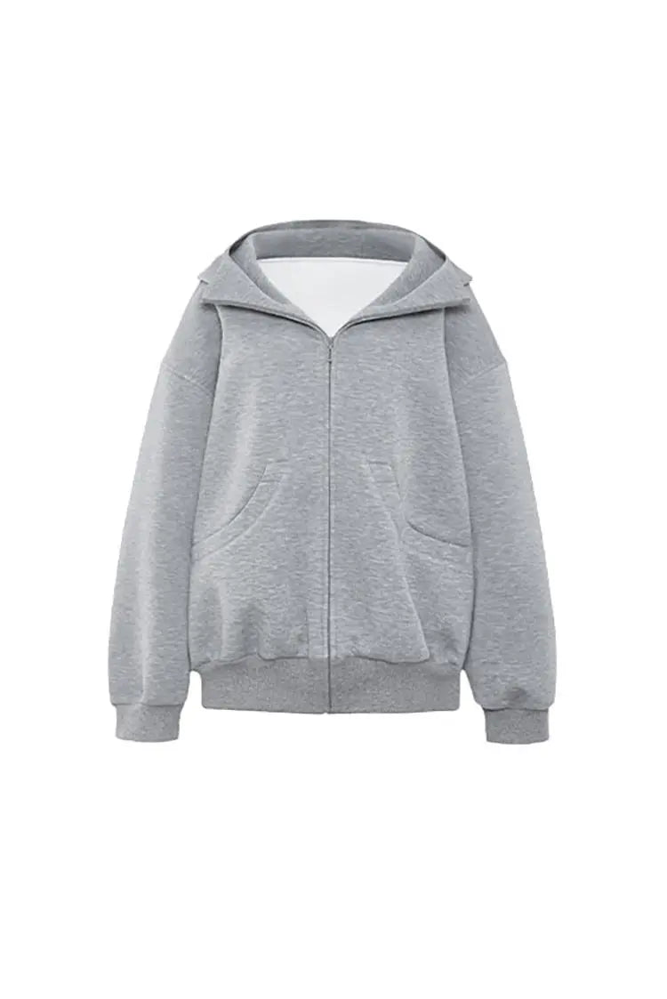 Fibflx Women's Oversized Zip Up Hoodie | Available in Black & Grey