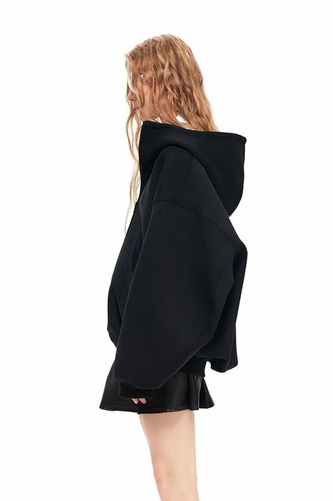 Fibflx Women's Oversized Zip Up Hoodie with Baggy Sleeve