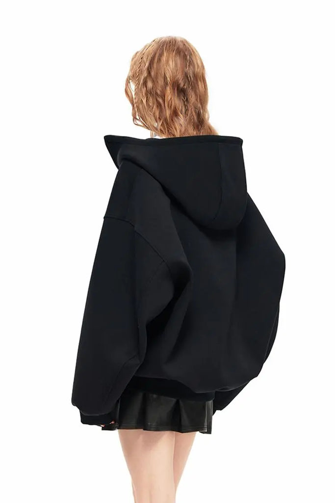 Fibflx Women's Oversized Zip Up Hoodie with Baggy Sleeve