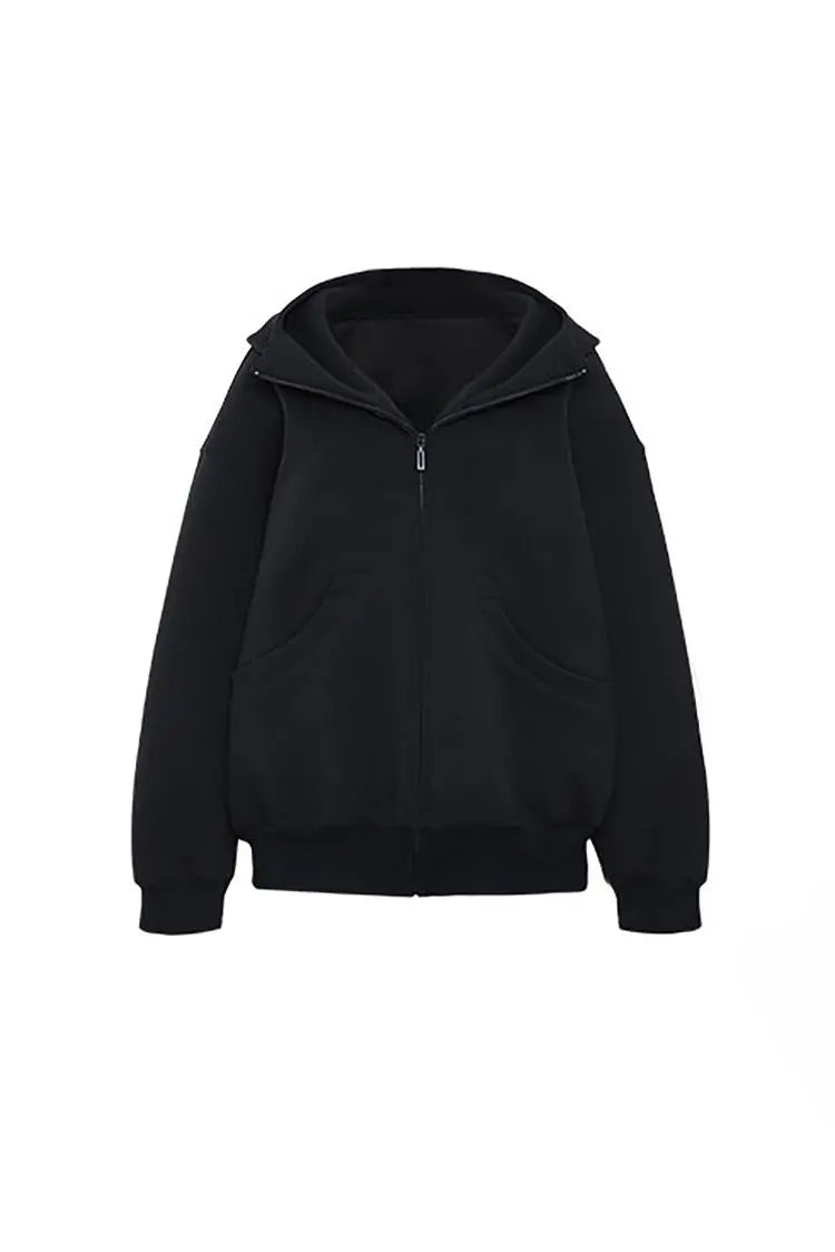 Fibflx Women's Oversized Zip Up Hoodie | Available in Black & Grey