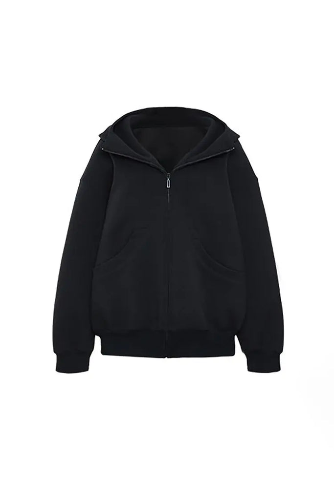 Fibflx Women's Oversized Zip Up Hoodie with Baggy Sleeve