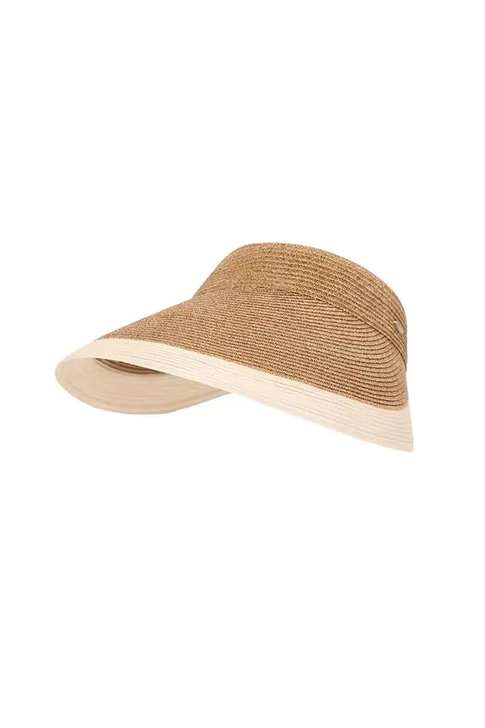 Fibflx Women's Packable UPF50 Wide-brim Straw Sun Visor with Adjustable Closure