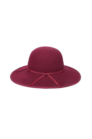 Fibflx Women's Packable Wide Brim Wool Felt Floppy Hat with Ribbon