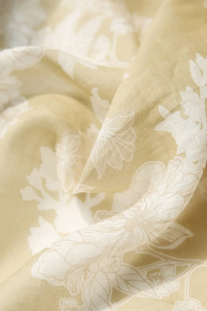 Ramie Floral Tiered Sleeveless Trapeze Midi Dress  Fibflx