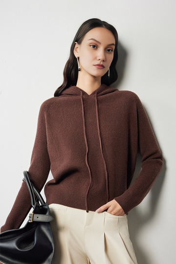 Relax Fit Merino Wool Hooded Sweater - Fibflx