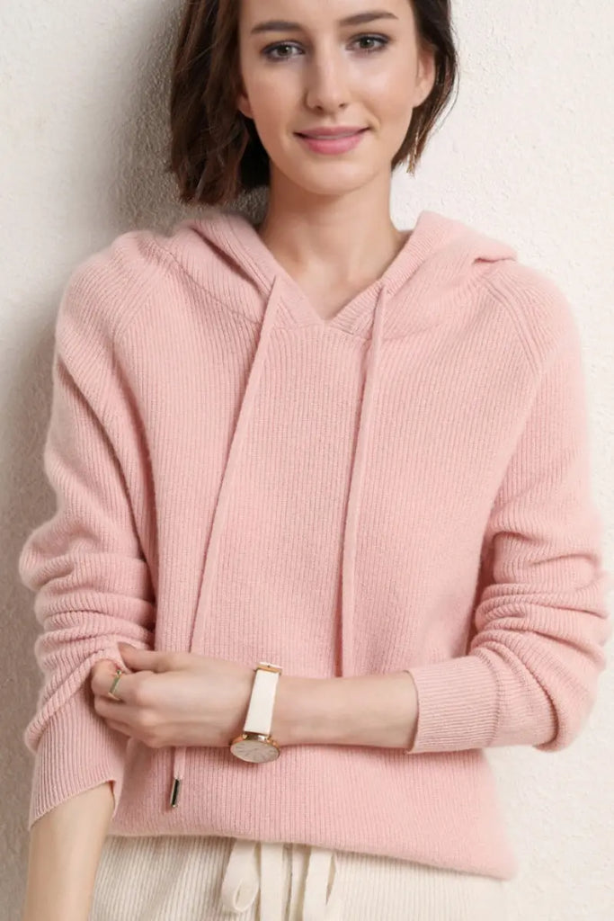 Relax Fit Merino Wool Hooded Sweater Fibflx