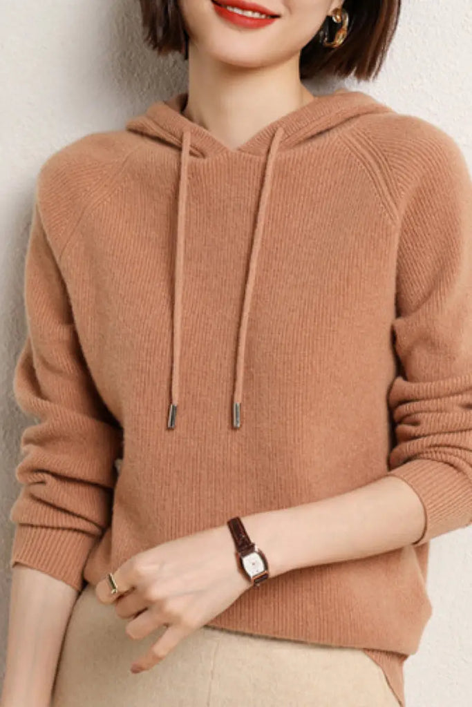 Relax Fit Merino Wool Hooded Sweater Fibflx