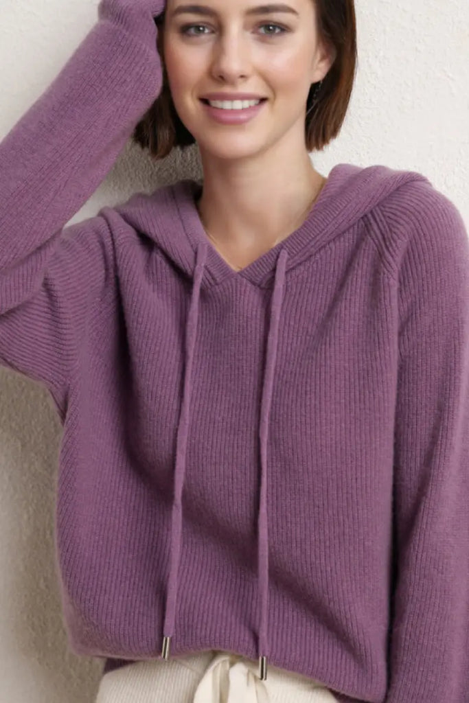 Relax Fit Merino Wool Hooded Sweater Fibflx