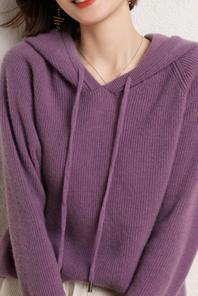 Relax Fit Merino Wool Hooded Sweater Fibflx