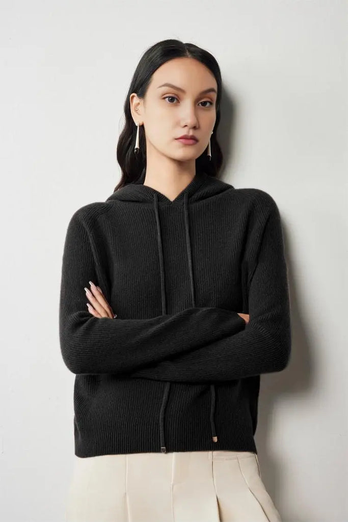 Relax Fit Merino Wool Hooded Sweater - Fibflx