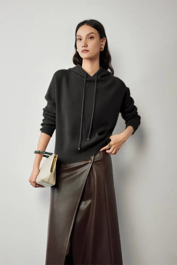 Relax Fit Merino Wool Hooded Sweater - Fibflx