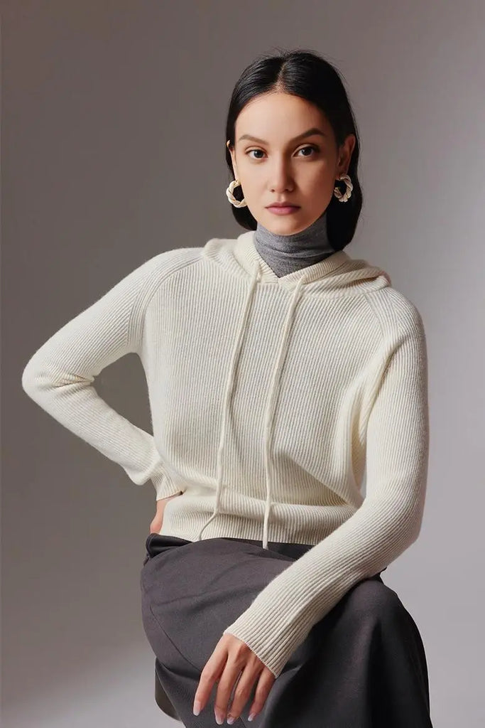 Relax Fit Merino Wool Hooded Sweater - Fibflx