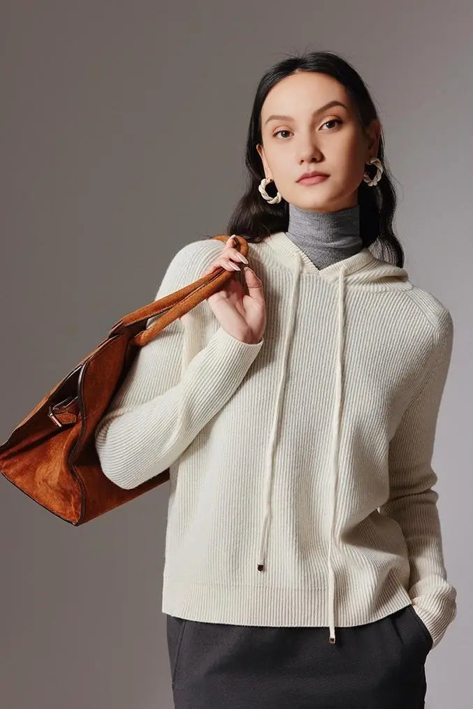 Relax Fit Merino Wool Hooded Sweater - Fibflx