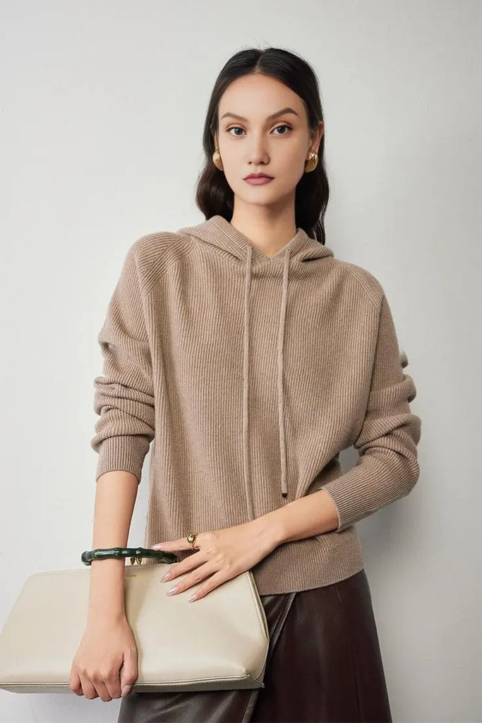 Relax Fit Merino Wool Hooded Sweater - Fibflx