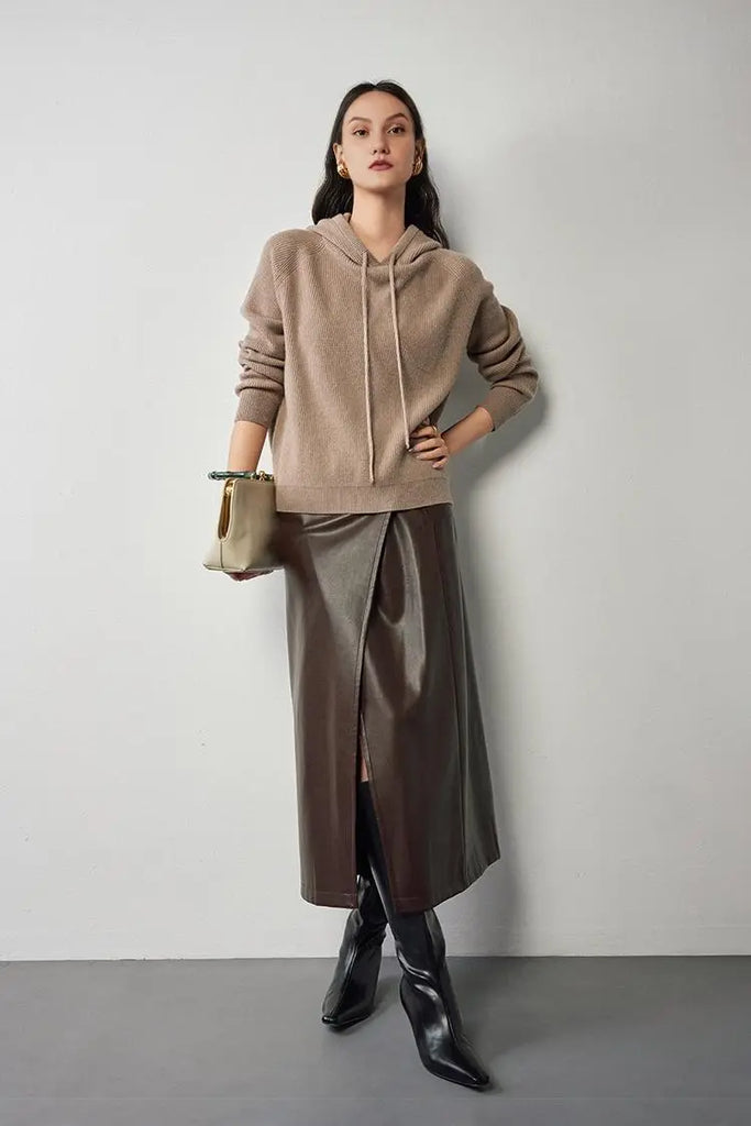 Relax Fit Merino Wool Hooded Sweater - Fibflx