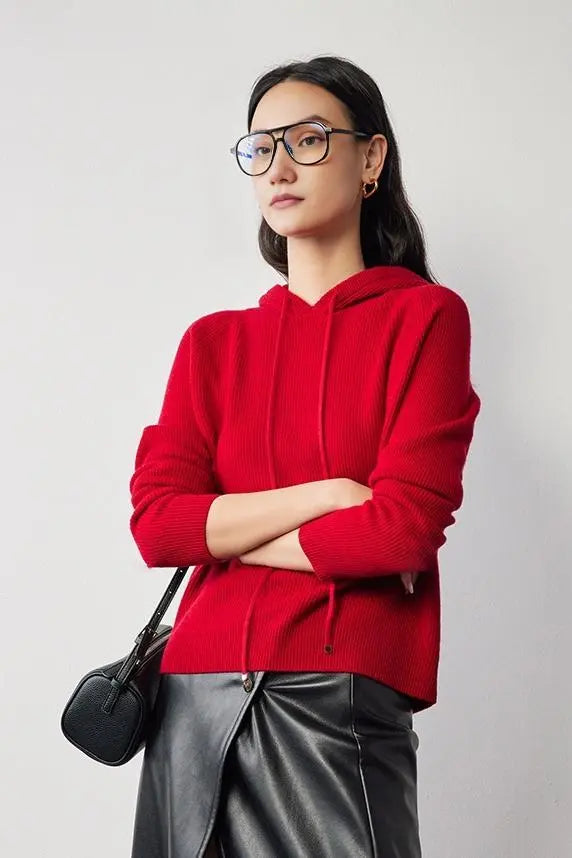 Relax Fit Merino Wool Hooded Sweater - Fibflx