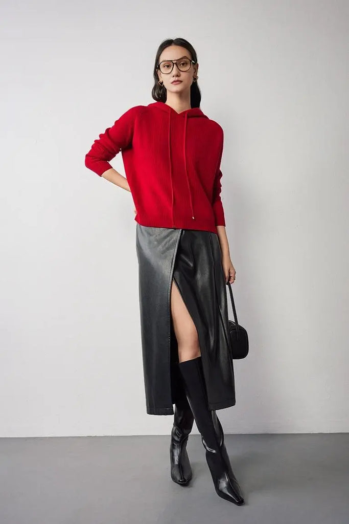 Relax Fit Merino Wool Hooded Sweater - Fibflx