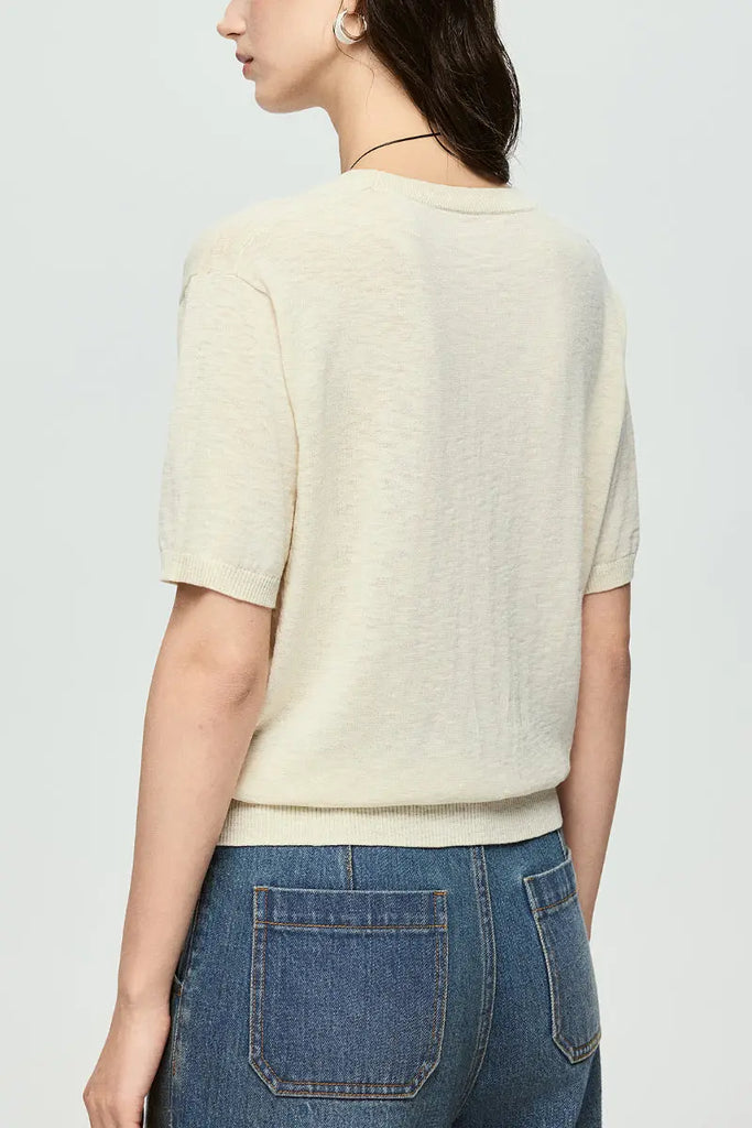 Relaxed Cotton-Linen Crewneck T-Shirt  Fibflx