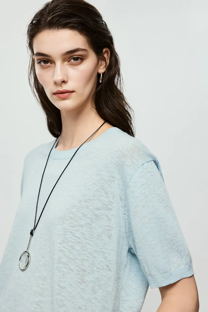 Relaxed Cotton-Linen Crewneck T-Shirt  Fibflx