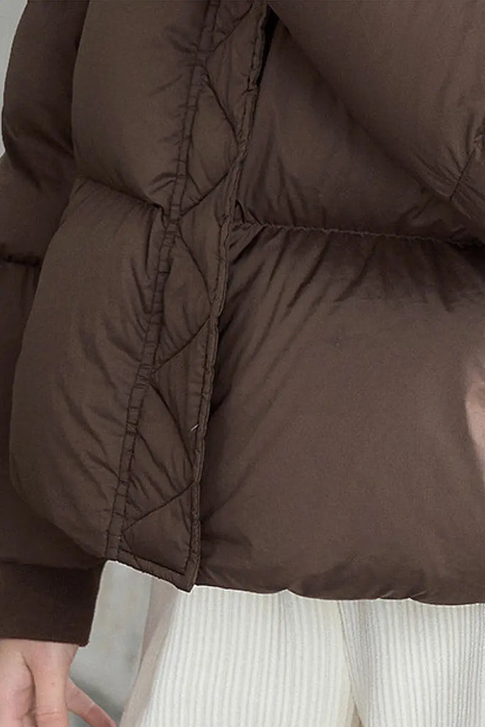 Fibflx Women's Responsible Hooded Down Puffer Jacket in Brown