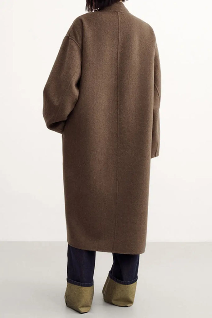 Fibflx Women's Reversible Double-Face Wool Blend Plaid Coat with Scarf