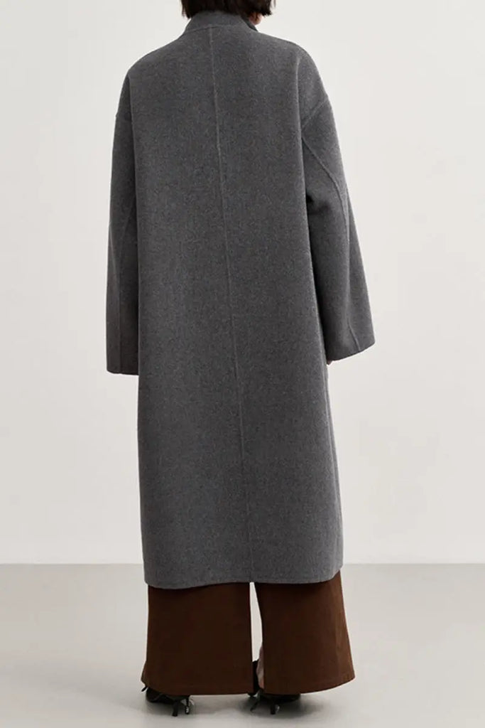 Fibflx Women's Reversible Double-Face Wool Blend Plaid Coat with Scarf