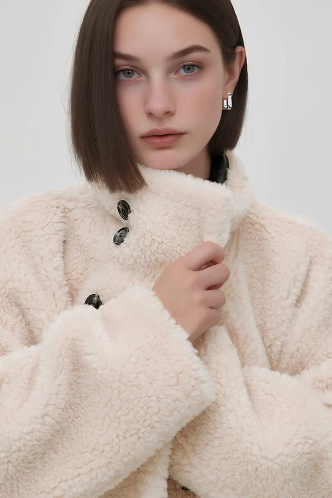 Fibflx Women's Reversible Genuine Shearling & Faux Suede Aviator Jacket