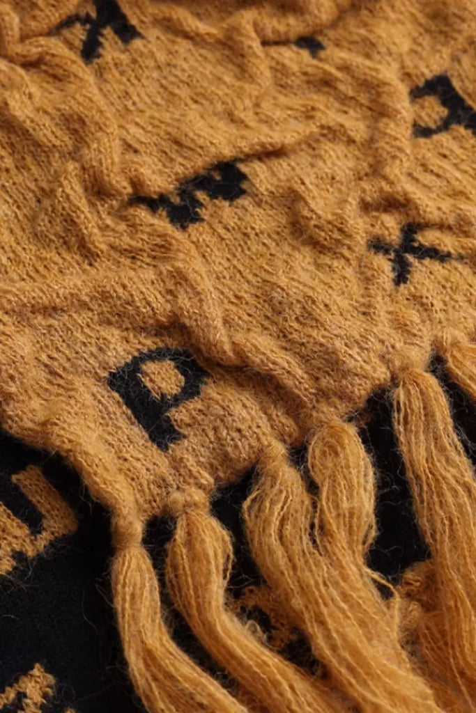 Fibflx Women's Reversible Letter Jacquard Mohair Blend Toggle Scarf