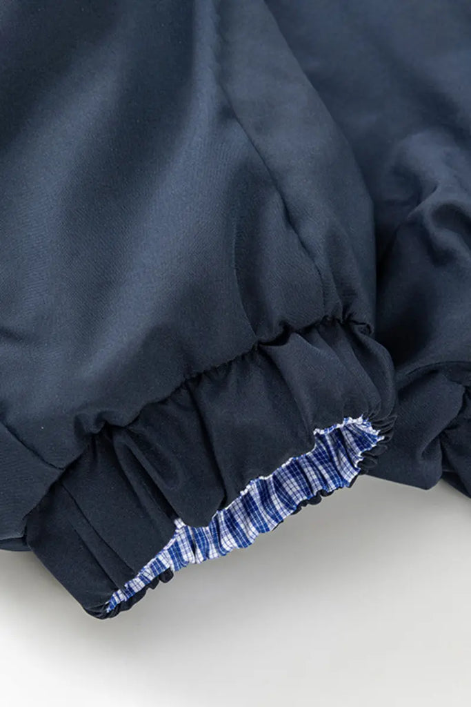 Fibflx Women's Reversible Micro-Check Zip-Up Bomber Jacket