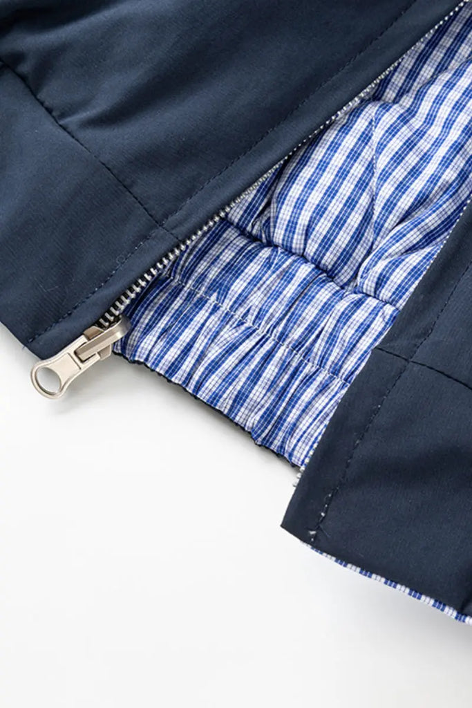 Fibflx Women's Reversible Micro-Check Zip-Up Bomber Jacket