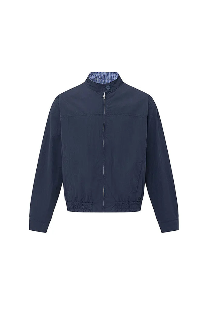 Fibflx Women's Reversible Micro-Check Zip-Up Bomber Jacket