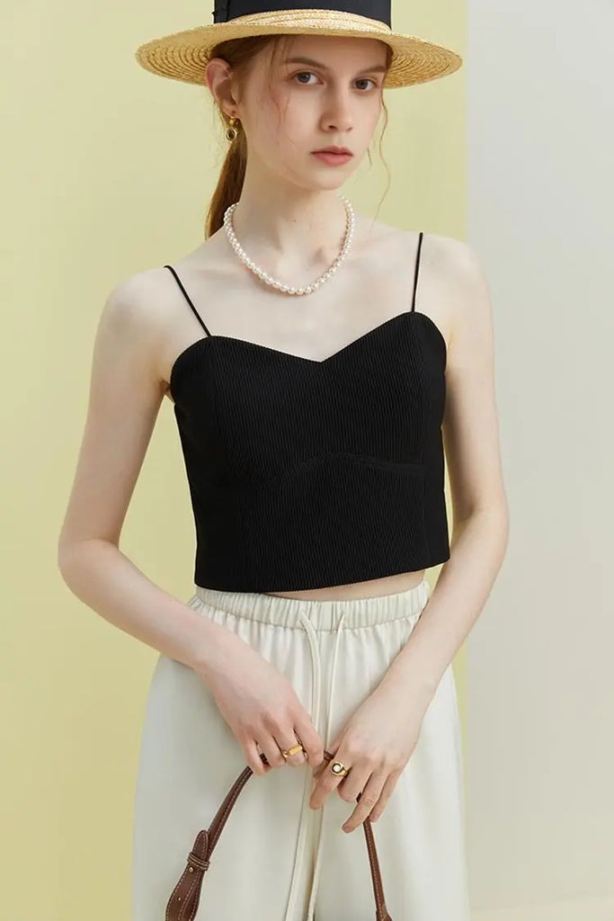 Fibflx Women's Ribbed Cropped Cami Top with Bra