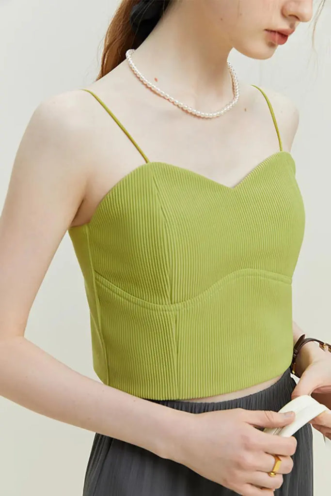 Fibflx Women's Ribbed Cropped Cami Top with Bra