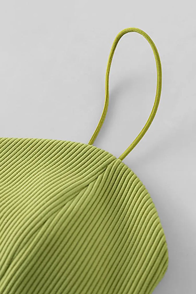 Fibflx Women's Ribbed Cropped Cami Top with Bra