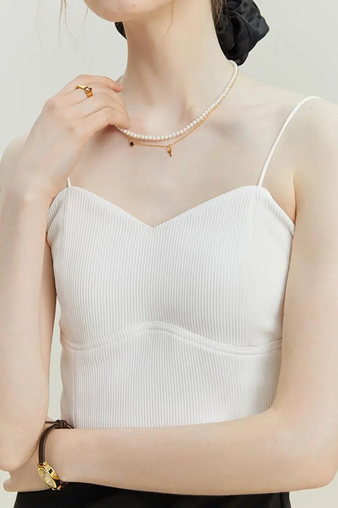 Fibflx Women's Ribbed Cropped Cami Top with Bra