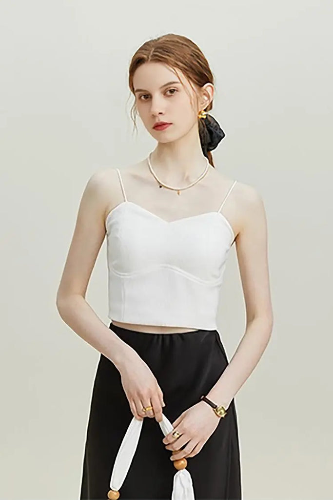 Fibflx Women's Ribbed Cropped Cami Top with Bra