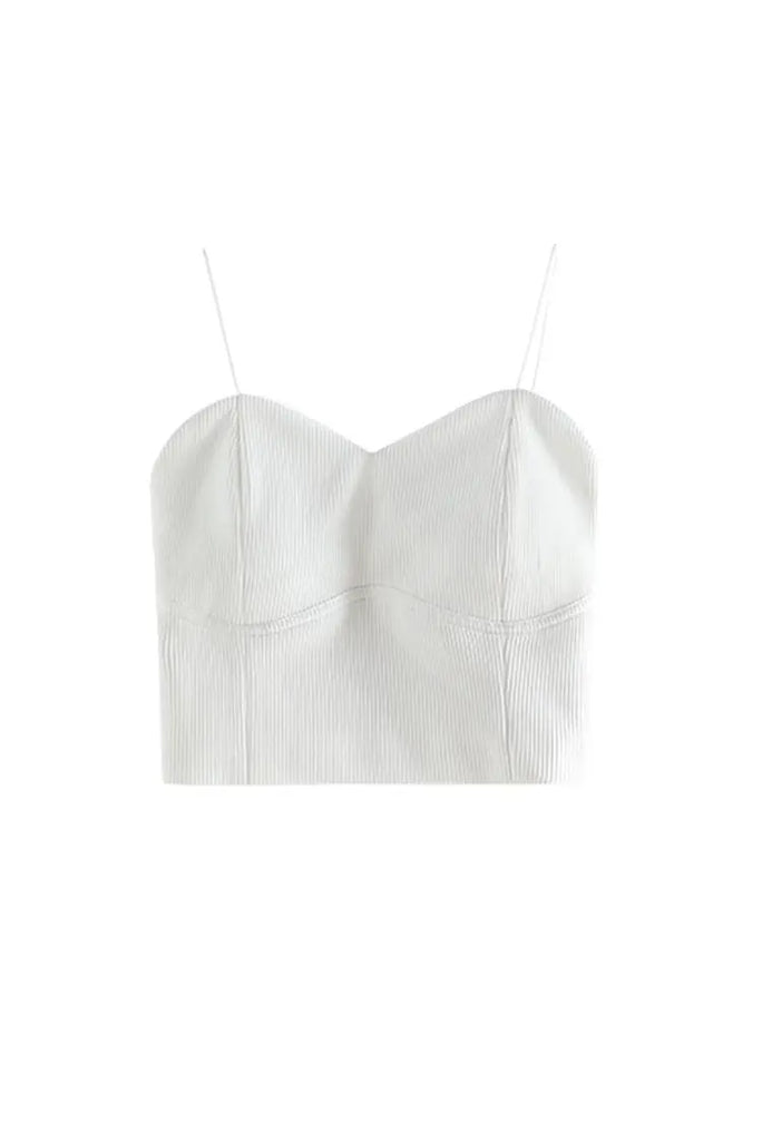 Fibflx Women's Ribbed Cropped Cami Top with Bra