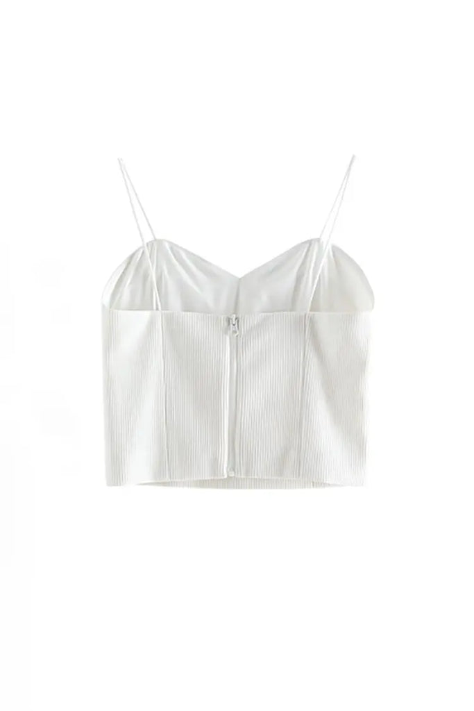 Fibflx Women's Ribbed Cropped Cami Top with Bra