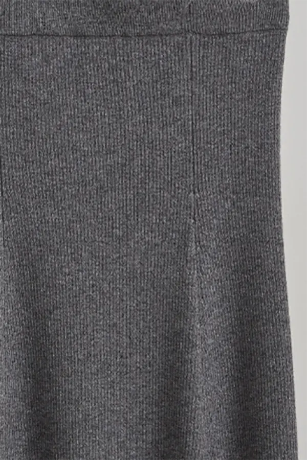 Ribbed Knit Washable Wool Skirt Fibflx