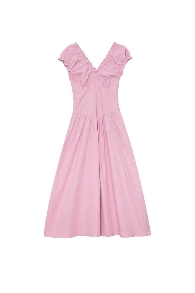 Ruffled V-Neck Open-Back Boho Maxi Dress Fibflx