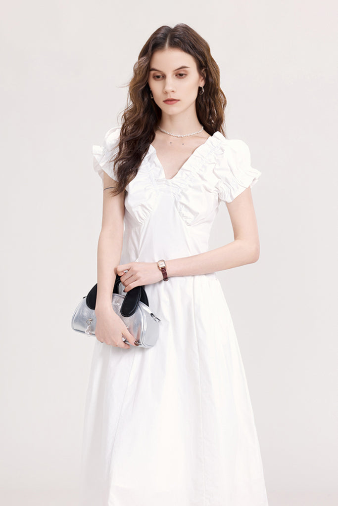 Ruffled V-Neck Open-Back Boho Maxi Dress Fibflx