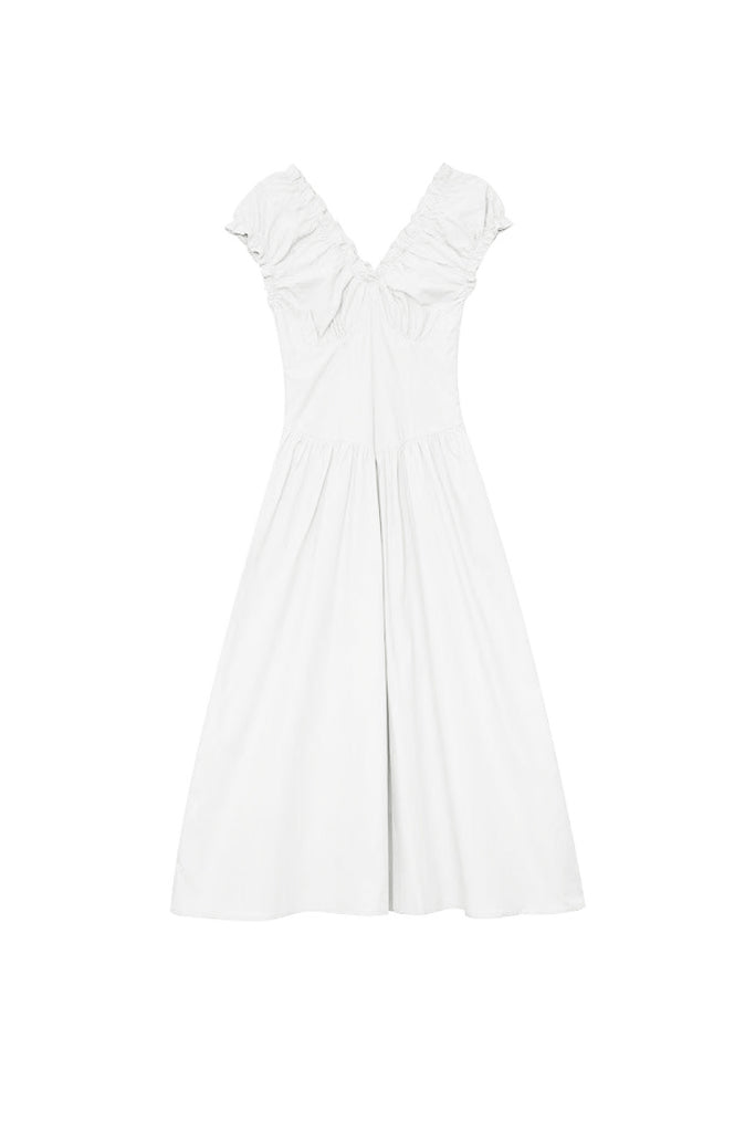 Ruffled V-Neck Open-Back Boho Maxi Dress Fibflx