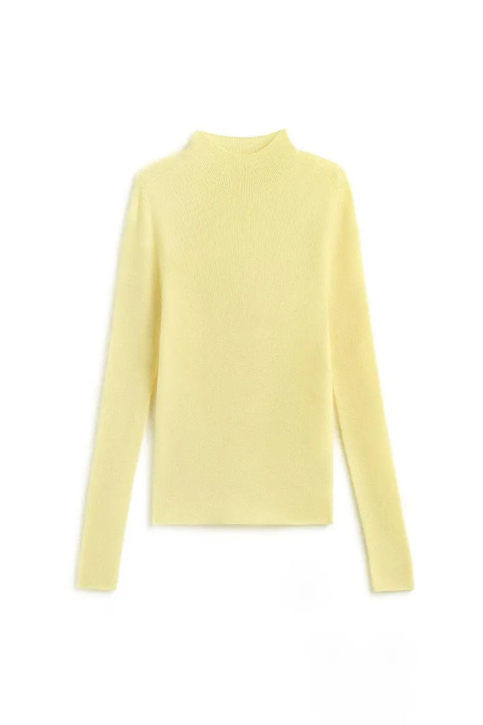 Seamless Knit 100 Washable Merino Wool Mock Turtleneck Sweater Fibflx